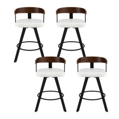 4x Artiss Bar Stools Swivel Kitchen Chairs Metal Legs Bentwood Counter White PU