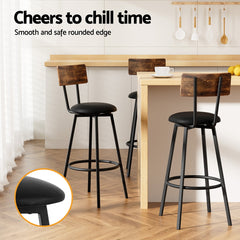 Artiss 2X Industrial Bar Stools Upholstered Counter Chairs Steel Frame Anti-Scratch