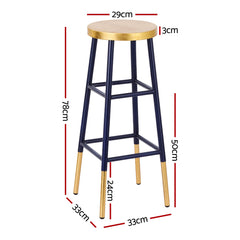 Artiss Bar Stools Metal Gold Navy Free Delivery