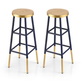 Artiss Set of 2 Bar Stools Metal Gold Navy