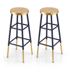 Artiss Set of 2 Bar Stools Metal Gold Navy