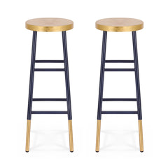 Artiss Set of 2 Bar Stools Metal Gold Navy