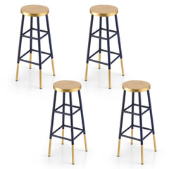Artiss Set of 4 Bar Stools Metal Gold Navy