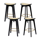 Artiss Set of 4 Bar Stools Rattan Counter Kitchen Dinning Chair Bamboo Saddle Black