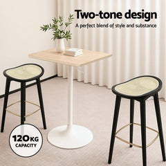 Artiss Set of 4 Bar Stools Rattan Counter Kitchen Dinning Chair Bamboo Saddle Black