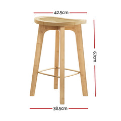 Artiss 2x Bar Stools Bamboo Rattan Stool Counter Chair Kitchen Barstools