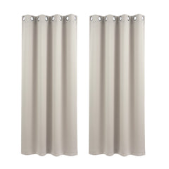 Artiss Blockout Curtains 2X 132x160cm Thermal Insulated Eyelet Drapes Beige