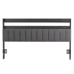 Artiss King Headboard Charging Station Storage LED Light Grey Upholstered
