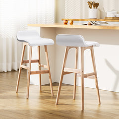Artiss Set of 2 Bar Stools Wooden Stool White