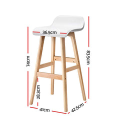 Artiss Set of 2 Bar Stools Wooden Stool White