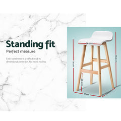 Artiss Set of 2 Bar Stools Wooden Stool White