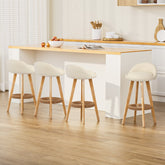 Artiss Set of 4 Bar Stools Padded Leather Wooden Beige