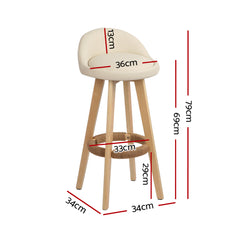 Artiss Set of 4 Bar Stools Padded Leather Wooden Beige