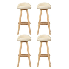 Artiss Set of 4 Bar Stools Padded Leather Wooden Beige