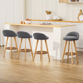 Artiss Set of 4 Bar Stools Padded Linen Wooden Grey