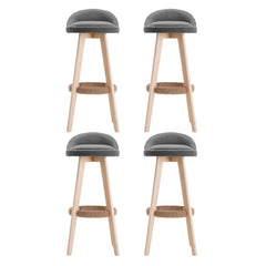 Artiss Set of 4 Bar Stools Padded Linen Wooden Grey