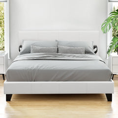 Artiss Neo Bed Frame PU Leather - White Double