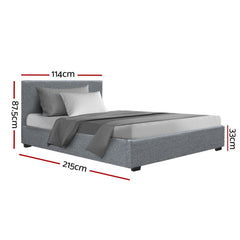 Artiss Bed Frame King Single Size Gas Lift Storage Mattress Base Wooden Grey