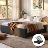 Artiss TOKI Double Size Storage Gas Lift Bed Frame without Headboard Fabric Charcoal