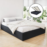 Artiss TOKI Queen Size Storage Gas Lift Bed Frame without Headboard Fabric Charcoal