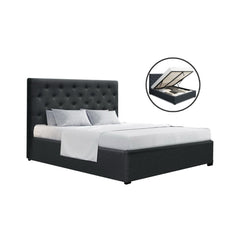 Artiss Bed Frame Double Size Gas Lift Base With Storage Charcoal Fabric Vila Collection