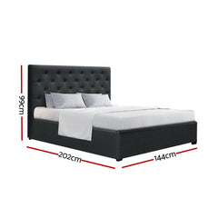 Artiss Bed Frame Double Size Gas Lift Base With Storage Charcoal Fabric Vila Collection