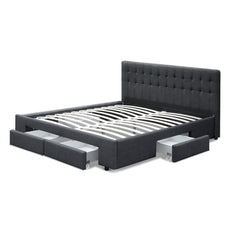Artiss Bed Frame King Size Mattress Base with 4 Storage Drawers Charcoal AVIO