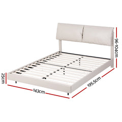 Artiss Double Bed Frame RGB LED Floating Beds Adjustable Headboard Beige White