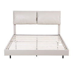 Artiss Queen Bed Frame RGB LED Floating Beds Adjustable Headboard Beige White
