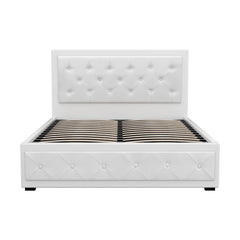 Artiss Tiyo Bed Frame PU Leather Gas Lift Storage - White Double