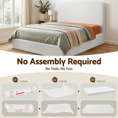 Artiss Queen Bed Frame Boucle Fabric Vacuum Compressed Beds Washable Cover No-Assembly