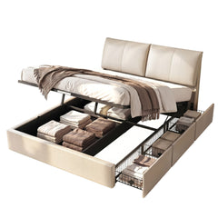 Artiss Queen Bed Frame Gas Lift Storage 3 Drawers Adjustable Headboard Platform
