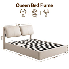 Artiss Queen Bed Frame Gas Lift Storage 3 Drawers Adjustable Headboard Platform
