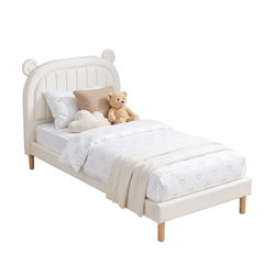Artiss Kids King Single Bed Frame Bear Ears Headboard Upholstered Leather