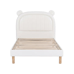 Artiss Kids King Single Bed Frame Bear Ears Headboard Upholstered Leather