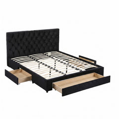 Artiss King Bed Frame Storage Charging Station Upholstered 3 Drawers USB Type-C
