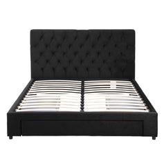 Artiss Queen Bed Frame Storage Charging Station Upholstered 3 Drawers USB Type-C