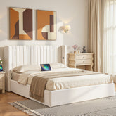 Artiss Queen Bed Frame with Gaslift Storage USB Type-C Charging Ports Velvet