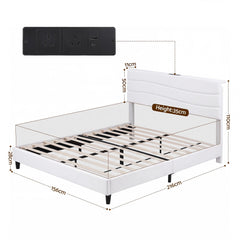 Artiss Queen Bed Frame with Storage Adjustable Headboard Platform Base Linen