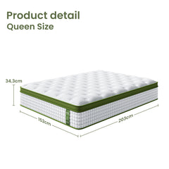 Artiss BedStory Queen Bed Frame with Mattress Set Platform Base Pocket Coil Linen Upholstered