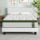 Artiss Double Bed Frame and BedStory Hybrid Mattress Bundle with Headboard White
