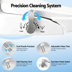 Cefito Non Electric Bidet Toilet Seat O-Shape Dual Nozzle Soft Close WaterMark