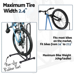 Weisshorn 4-in-1 Bike Parking Stand Vertical Floor Storage Rack for 24"-27.5" Bicycles, Adjustable Height Repair Maintenance Stand, Stable Indoor Garage Space Saver with Non-slip Rubber Feet