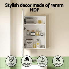 Cefito Bathroom Mirror Cabinet Medicine Shaving Arch Wall Hung 450x900mm White