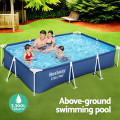 Bestway Swimming Pool 300x201x66cm Steel Frame Above Ground Pools w/Filter Pump 3300L