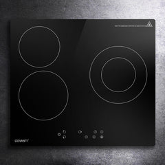 Devanti Electric Ceramic Cooktop 60cm Kitchen Cooker 4 Burner Hob Touch Control