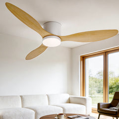 Devanti 52'' Ceiling Fan DC Motor w/Light w/Remote - Light Wood