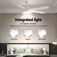 Devanti 52'' Ceiling Fan 5 Blades DC Motor w/Light w/Remote White