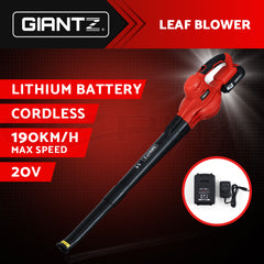 Giantz 20V Cordless Leaf Blower Garden Lithium Battery Electric Nozzles 2-Speed