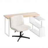 Artiss Office Desk & Chair Set 140cm Computer Desk with Rotatable Bookshelf &